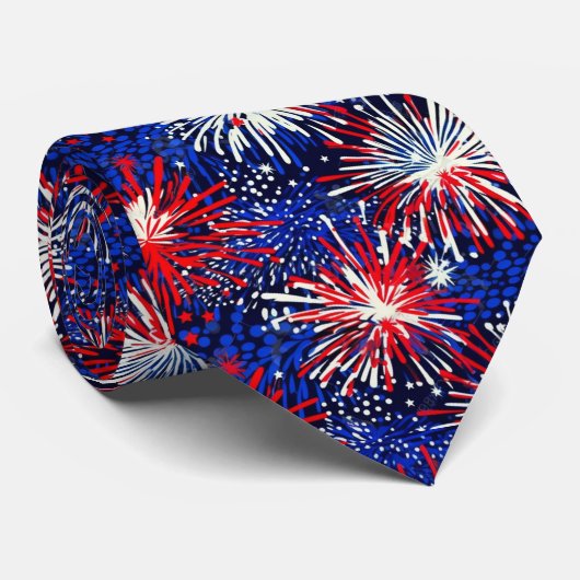 4 juli Onafhankelijkheidsdag USA Vlag Vuurwerk Stropdas (Opgerold)