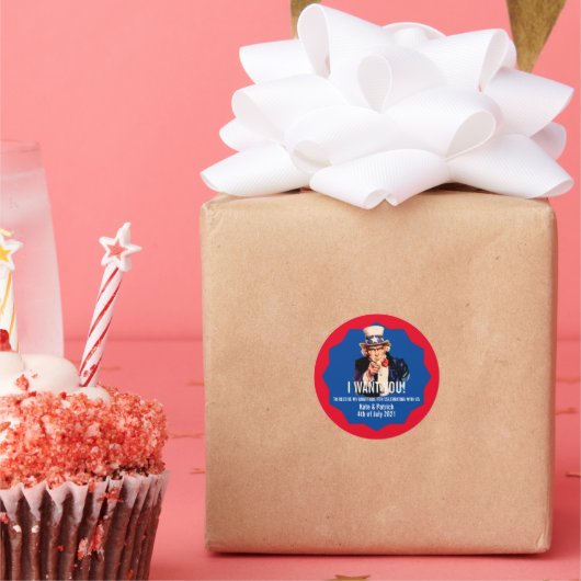 4 juli Onafhankelijkheidsdag van Uncle Sam Ronde Sticker (Feest)