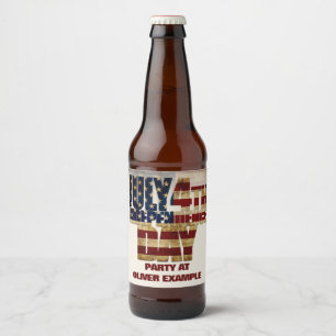 4 juli Onafhankelijkheidsdag Vintage Vlagontwerp Bier Etiket