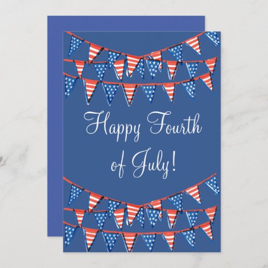 4 juli - Onafhankelijkheidsdag - vlag Feestdagenkaart (Voorkant / Achterkant)