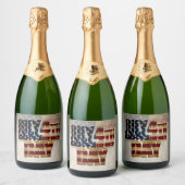 4 juli Onafhankelijkheidsdag  vlag ontwerp Sparkling Wijnetiket (Flessen)