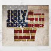 4 juli Onafhankelijkheidsdag  vlag ontwerp Sparkling Wijnetiket (Enkel label)