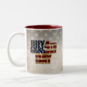 4 juli Onafhankelijkheidsdag  vlag ontwerp Tweekleurige Koffiemok (Links)