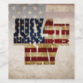 4 juli Onafhankelijkheidsdag vlag ontwerp Wijn Etiket (Enkel label)