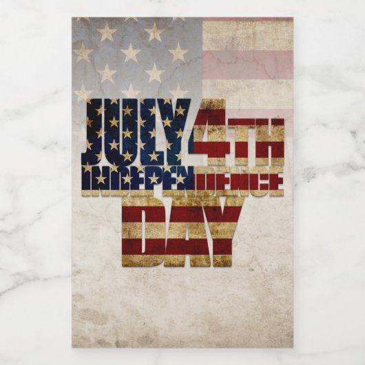 4 juli Onafhankelijkheidsdag vlag ontwerp Wijn Etiket (Enkel label)