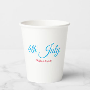 4 juli onafhankelijkheidsdag voeg naam tekst aan papieren bekers