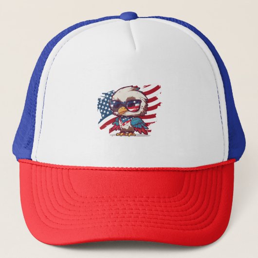 4 juli onafhankelijkheidsdag vogel amerikaanse ade trucker pet (Voorkant)