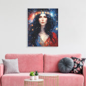 4 juli Onafhankelijkheidsdag Vrouw Rood Wit Blauw Canvas Afdruk (Insitu (Woonkamer))