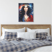 4 juli Onafhankelijkheidsdag Vrouw Rood Wit Blauw Canvas Afdruk (Insitu (Slaapkamer))