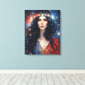 4 juli Onafhankelijkheidsdag Vrouw Rood Wit Blauw Canvas Afdruk (Insitu (Houten vloer))