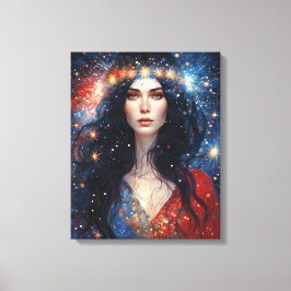 4 juli Onafhankelijkheidsdag Vrouw Rood Wit Blauw Canvas Afdruk