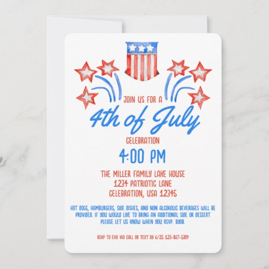 4 juli Onafhankelijkheidsdag Vuurwerk BBQ Kaart (Voorkant)