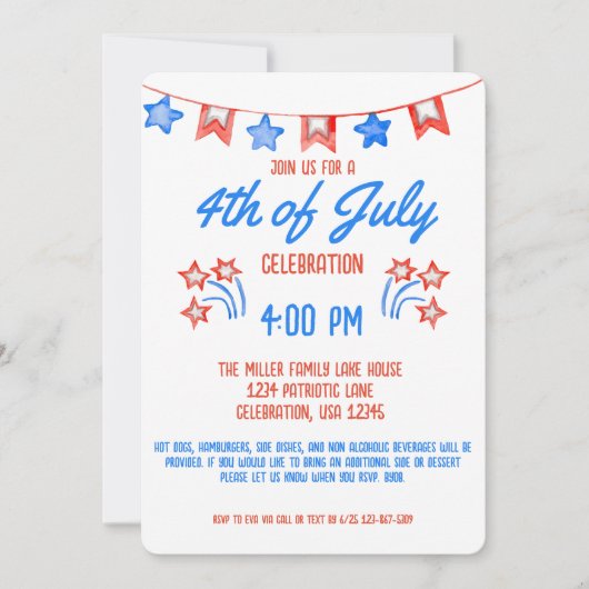 4 juli Onafhankelijkheidsdag Vuurwerk BBQ Kaart (Voorkant)