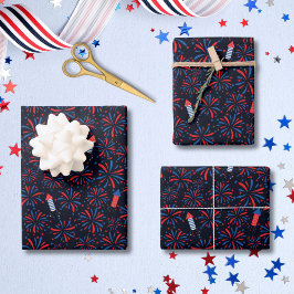 4 juli Onafhankelijkheidsdag Vuurwerk Patroon Inpakpapier Vel
