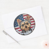 4 juli Onafhankelijkheidsdag Yorkie Circle Ronde Sticker (Envelop)