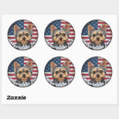 4 juli Onafhankelijkheidsdag Yorkie Circle Ronde Sticker (Vel)
