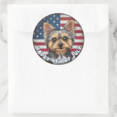 4 juli Onafhankelijkheidsdag Yorkie Circle Ronde Sticker (Tas)