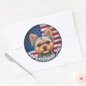 4 juli Onafhankelijkheidsdag Yorkie Circle Ronde Sticker (Envelop)