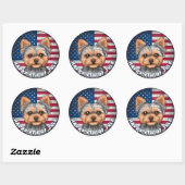 4 juli Onafhankelijkheidsdag Yorkie Circle Ronde Sticker (Vel)