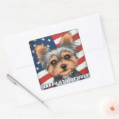 4 juli Onafhankelijkheidsdag Yorkie Vierkante Sticker (Envelop)