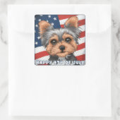 4 juli Onafhankelijkheidsdag Yorkie Vierkante Sticker (Tas)