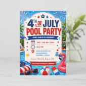 4 juli Onafhankelijkheidsdag Zwembadfeest Kaart (Staand voorkant)