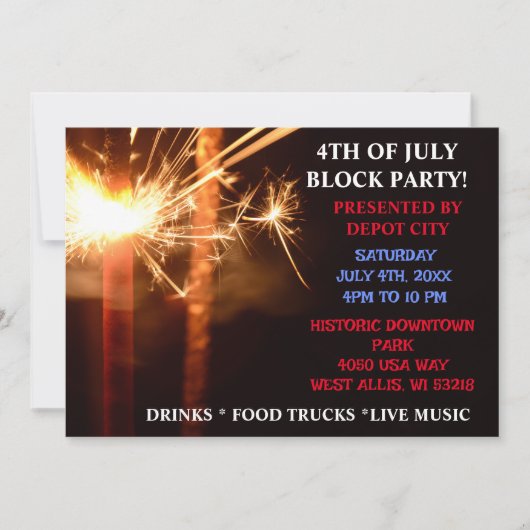 4 juli Onafhankelijkheidspartij Sparkler Kaart (Voorkant)