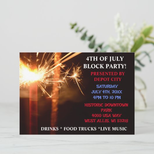 4 juli Onafhankelijkheidspartij Sparkler Kaart (Staand voorkant)