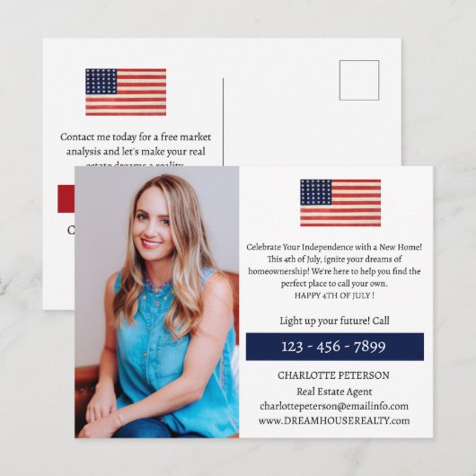 4 juli onroerend goed briefkaart (Voorkant / Achterkant)