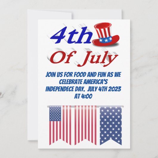 4 juli oom Sam Kaart (Voorkant)