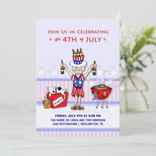 4 juli - Oom Sam Party BBQ Kaart (Staand voorkant)