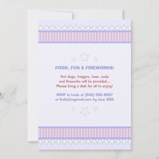 4 juli - Oom Sam Party BBQ Kaart (Achterkant)