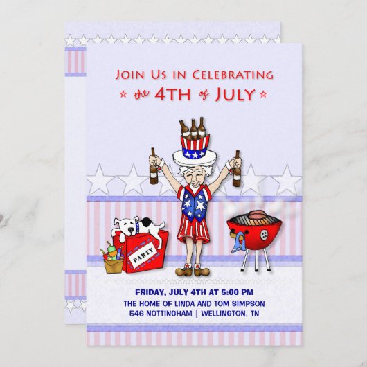 4 juli - Oom Sam Party BBQ Kaart (Voorkant / Achterkant)