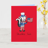 4 juli oom Sam Skunk Funny Kaart (Gele Bloem)