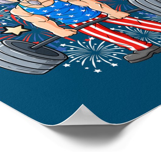 4 juli oom Sam Weightlift Funny Poster (Hoek)