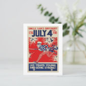 4 juli Oom Sam's verjaardag WOI Propaganda Briefkaart (Staand voorkant)