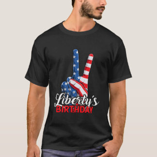 4 juli Oom Vredesteken Patriottisch Amerika Vlag v T-shirt
