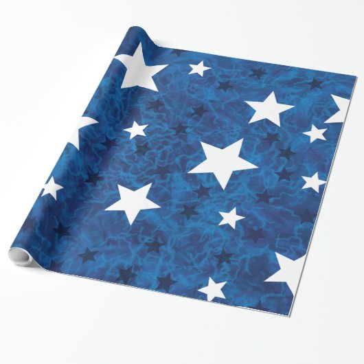 4 juli op blauw cadeaupapier (Uitgerold)