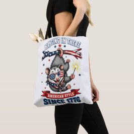 4 juli opossum hangende boodschappentas tote bag