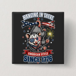 4 juli opossum hangende knoop vierkante button 5,1 cm