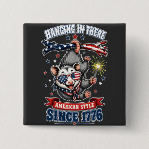 4 juli opossum hangende knoop vierkante button 5,1 cm