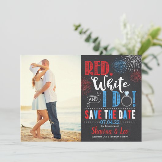 4 juli Opslaan Datum Save The Date (Staand voorkant)