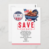 4 juli Opslaan van de partij Date Independence Day Briefkaart (Voorkant / Achterkant)