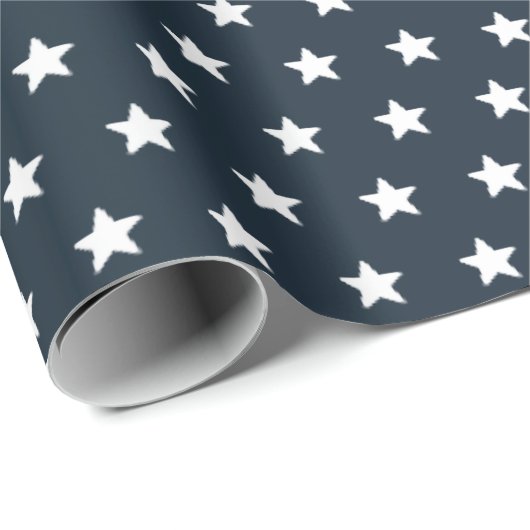 4 juli Oude Glorie Blauwe en Rustieke Witte Sterre Cadeaupapier (Rol Hoek)