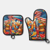 4 juli ovenwant & pannenlap set (Voorkant)