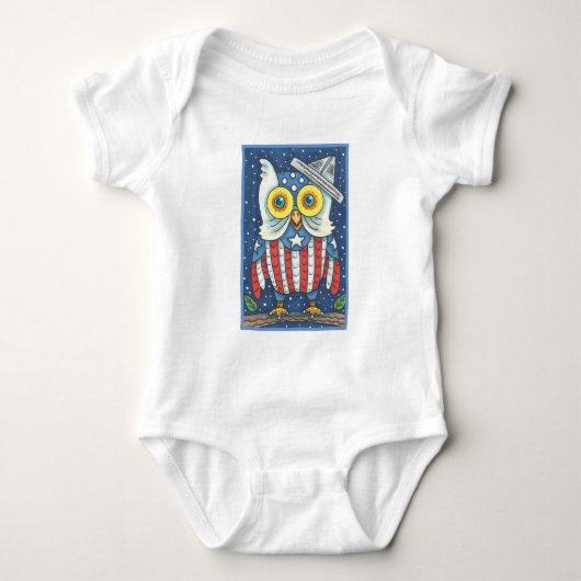 4 JULI OWL BABY JERSEY BODYSUIT White (Voorkant)