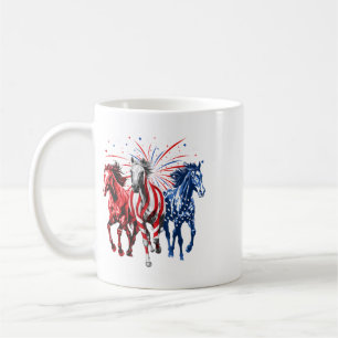 4 juli paardenliefhebbers Rood Wit En Blauw Amerik Koffiemok