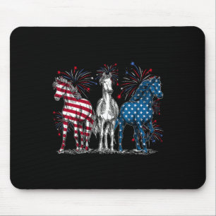 4 juli Paardenliefhebbers Rood Wit en Blauw Amerik Muismat