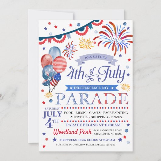 4 juli Parade Flyer-uitnodiging Kaart (Voorkant)