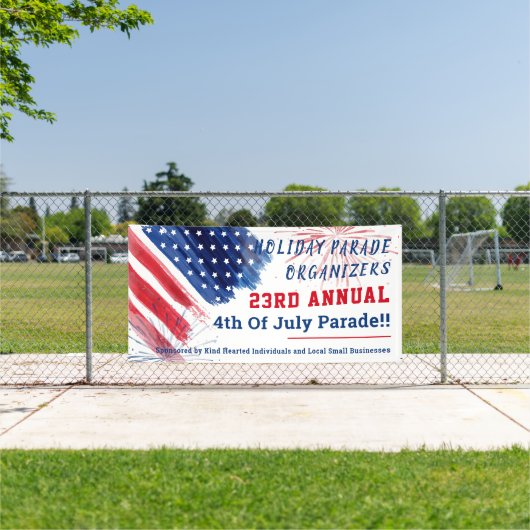 4 juli Parade Red White Blue Summer Company Spandoek (Insitu)